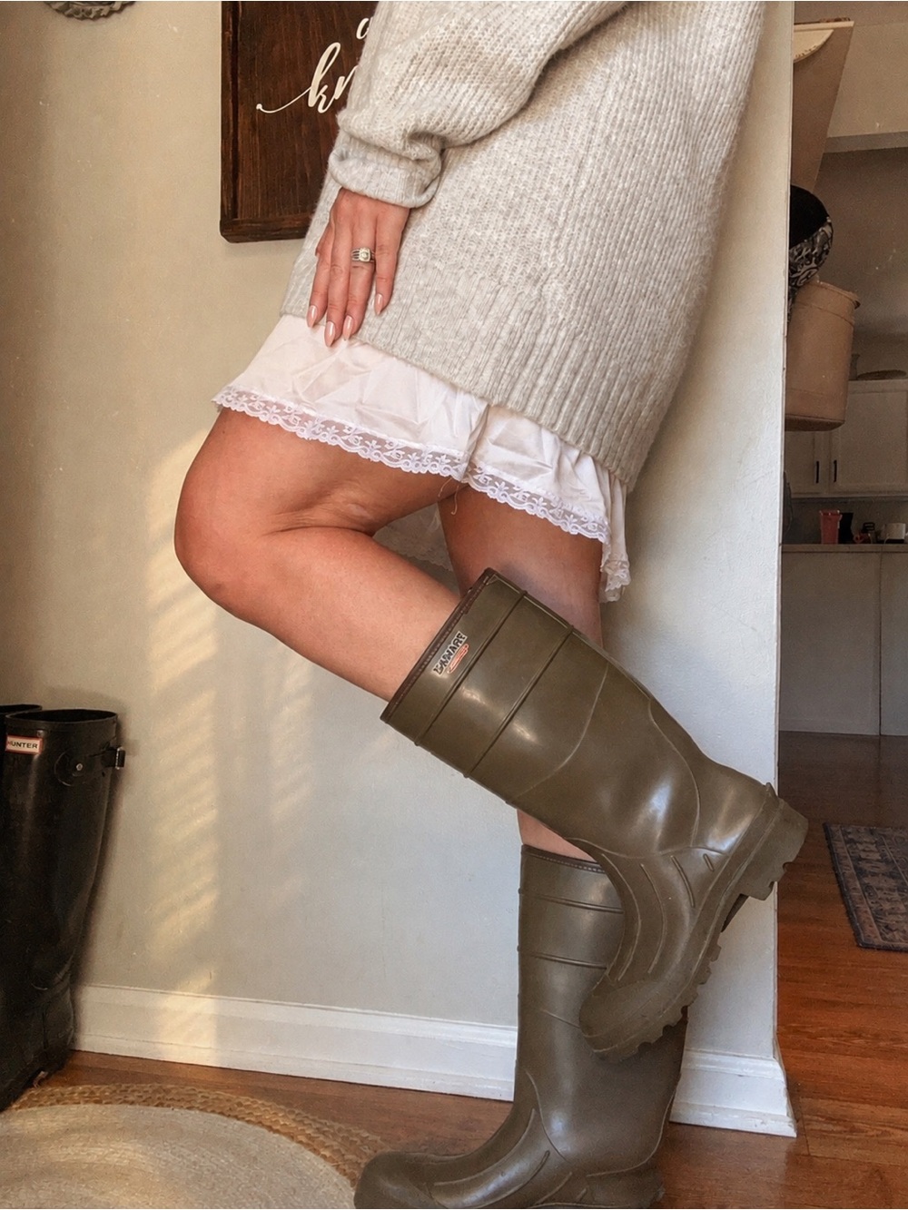 Damart Olive Green Insulated with wool Rain Boots